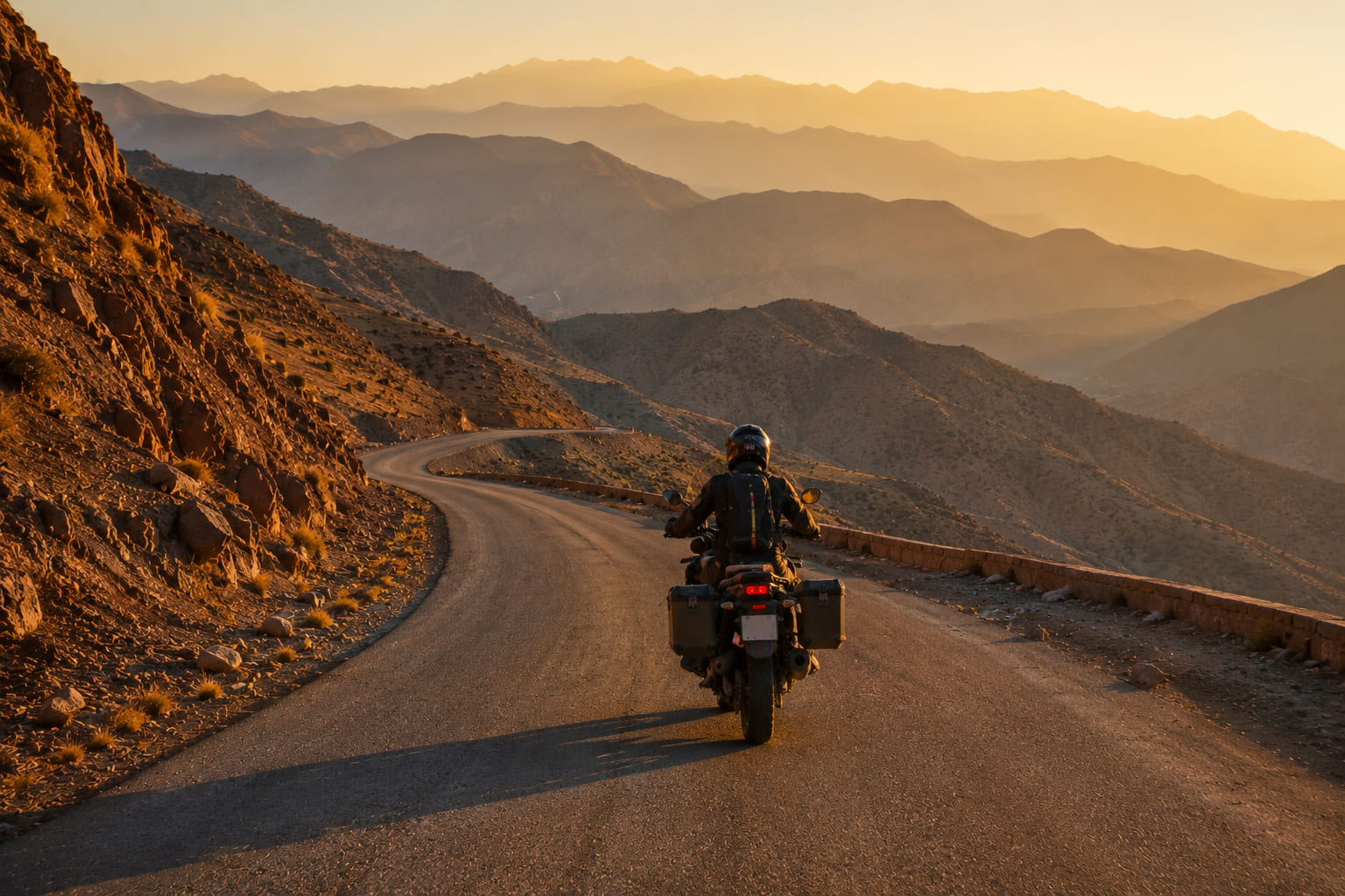 Petit groupe de motos sur route